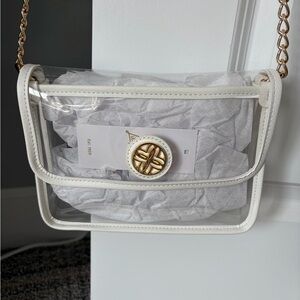 NEW Lilly Pulitzer Amberlie Clear White Crossbody Bag Purse with Gold Accents